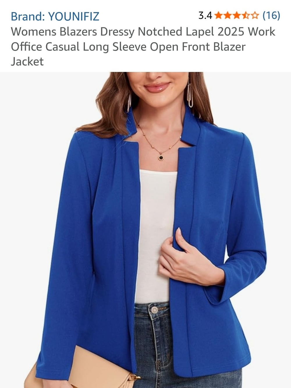 YOUNIFIZ Royal Blue Open Front Notched Lapel Blazer